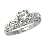 14K White Gold Antique Diamond Engagement Ring, circa 1940s