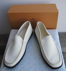 Tod's Men Leather Barca Driver Moc Loafers Shoes 10.5 US Size 11.5 White