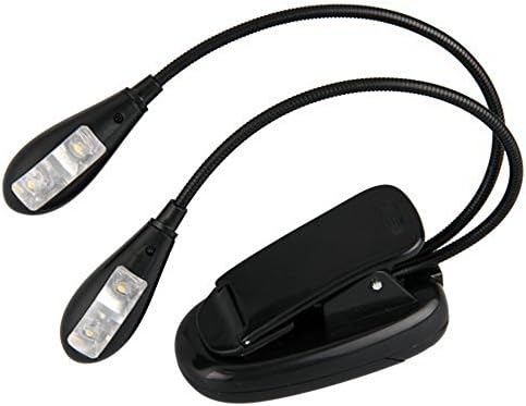 Clip on Dual 2 Arm 4 LED Book Reading Music Stand Light Lamp