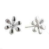 10K White Gold.012ct.t.w. Diamond Flower-Shape Earrings