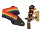 String Swing Wood Guitar Wall Hanger, ASH with Bonus Guitar Strap, RAINBOW
