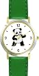 Baby Giant Panda or Panda Bear Animal - WATCHBUDDY&reg; DELUXE TWO-TONE THEME WATCH - Arabic Numbers - Green Leather Strap-Women's Size-Small