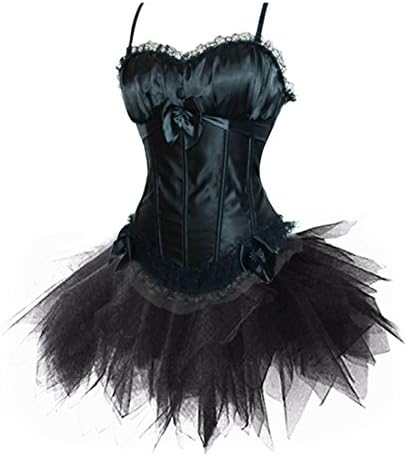 Women's Swan Padded Satin Corset Bustier Petticoat TuTu Skirt Costumes Set