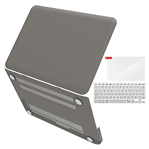 iBenzer Macbook Pro 13" with CD-ROM Plastic Hard Case, Keyboard Cover, Screen Protector, Gray