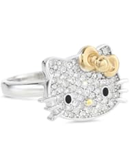 Hello Kitty by Simmons Jewelry Co. Czech Crystal Flat Pave Face Rose Gold Plated Bow Girls Ring, Size 7