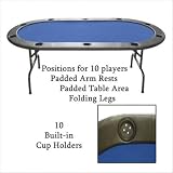Trademark Poker Full Size Texas Hold'em 83 x 44-Inch Poker Table (Blue Felt)