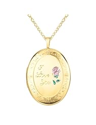 Sterling silver and 14k gold Oval Shaped Locket w/ Rose "I Love You" Necklace