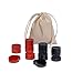 Wood Backgammon Chips with Cloth Pouch - Red & Black 1 in. diameter