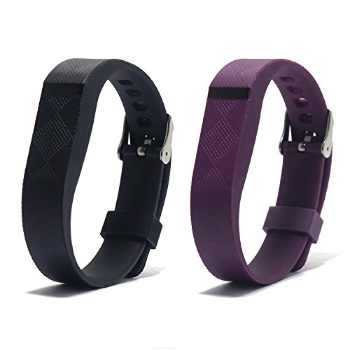 Vetoo Replacement Bands for Fitbit Flex,Fashion Silicone Bracelet Wristband Accessory,Pack of 2,Black+Purple