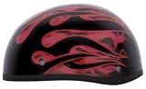 Pink Flames Beanie Skull Cap DOT Ladies Motorcycle Half Helmet