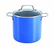 T-fal Simply Delicioso D1838063 Nonstick Dishwasher Safe 8-Quart Stock Pot with Glass Lid Cookware, Blue