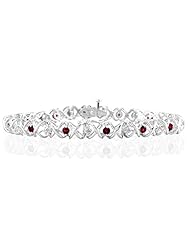 1.50 Carat TW Ruby and Diamond X Bracelet 10K White Gold