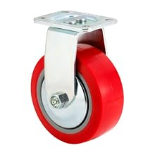 E.R. Wagner Plate Caster, Rigid, Thread Guard, Polyurethane on Polyolefin Wheel, Roller Bearing, 650 lbs Capacity, 5" Wheel Dia, 2" Wheel Width, 6-1/2" Mount Height, 3-3/4" Plate Length, 2-3/4" Plate Width