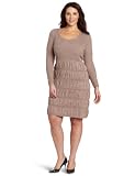 AGB Womens Plus-Size Three-Quarter Bell Sleeved Sweater Dress