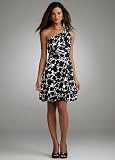 David's Bridal Bridesmaid Dresses One Shoulder Hammered Printed Bubble Dress Style 84305
