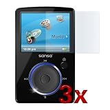 Durable Clear Reusable LCD Screen Protector - 3 Packs for Sandisk Sansa Fuze 4GB 18GB