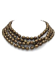 7-8mm Brown Freshwater Pearl Endless Necklace 64" Length with 3-4mm 14k Yellow Gold Beads
