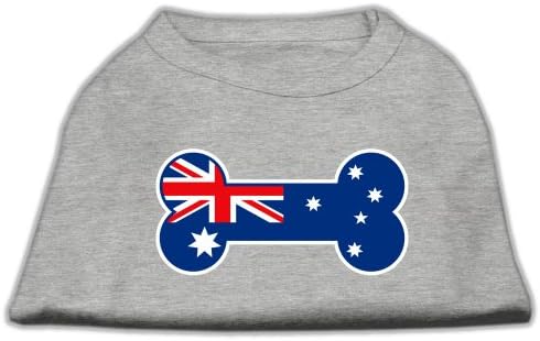 Bone Shaped Australian Flag Screen Print Shirts Grey L (14) [Misc.]