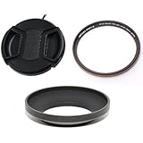 Fotasy HNCP17Kit Essential Accessory Kit for Nikon Coolpix P7700 P7800 : Metal Hood replaces HN-CP17, 58MM Pro1D UV Filter and Lens Cap