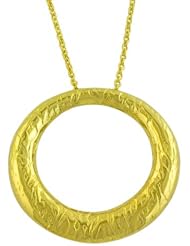14 Karat Yellow Gold Textured Circle of Life Necklace (17 Inch)