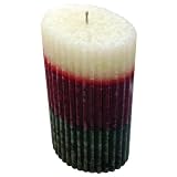 41Ajb1N%2BZLL. SL160  Triple color Oval Corrugated Pillar Candle   Burgundy/Green/Ivory   3X6   C573