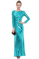  Long Sleeves Sequined Knit  Ball Gown Evening Dress/Homecoming Dress/Prom Dress/Party Dress/Maxi Dress 