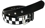 2 Row Pyramid Studded Black White Checker Checkered Belt 31-35
