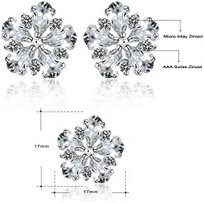 Frozen Flower Stud Earrings with Cubic Zirconia and Platinum Plated Beautiful Gift