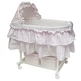 Bassinet with Soothing Vibrations (Pink/White) (39"H x 13"W x 33"D)