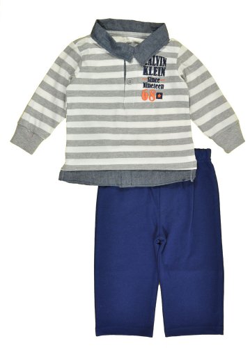 Calvin Klein Baby-Boys Newborn Polo Stripes Top With Pants