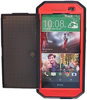 VISIONWIDE® For HTC One M8 Waterproof Dustproof Snowproof Shockproof Mesh Screen Armor Defender Built-in Stand Cover Case (Red)