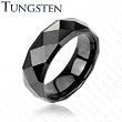 Black IP Tungsten Carbide Faceted Ring With Drop Down Edges
