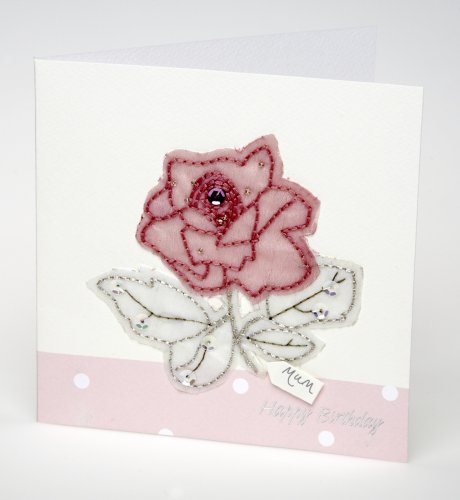 Mum Stitched Rose Birthday Card