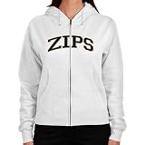 NCAA Akron Zips Ladies Arch Applique Midweight Zip Hoodie - White