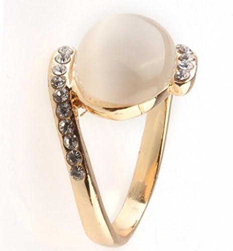 CAFA Women Elegant Rose Gold Plated Ring Oval Opal White Crystal Swarovski Band Twist Ring size 7