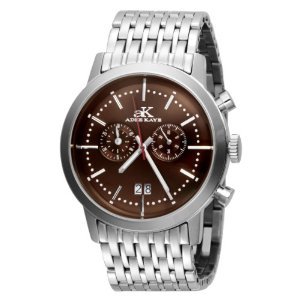 Adee Kaye #AK8027-MB Men's Classic Retro Twin Date Chronograph Watch (Brown Dial)