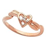 14K Rose Gold Diamond Heart Promise Ring - 0.01 Ct.