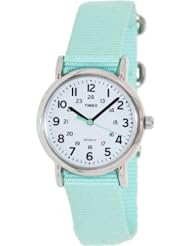 Timex Womens T2P0739J Weekender Sea Foam Green Slip Thru Nylon Strap Watch