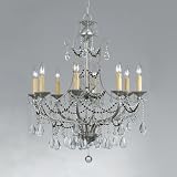 Crystorama Lighting Group 4628-SL Silver Leaf Paris Flea Eight Light Paris Flea Chandelier Adorned w