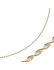 Silver with Rhodium Yellow Finish Shiny Diamond Cut 2-Tone Fancy Chain Anklet with Lobster Clasp