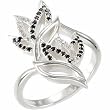 14K White Gold Black and White Diamond Ring