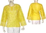 Kurti India Wear Beautiful Summer Dress Chikan Embroidery Size M (ctop431)