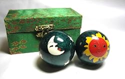 Blue Metal Balls Ancient Chinese Ball Exercise Sun and Moon XL