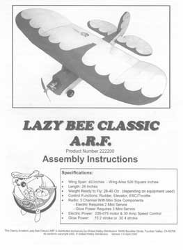 Manual - Lazy Bee Classic ARF