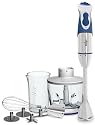 Miallegro 9080 Mitutto 450-Watt Immersion Hand Blender, Stainless Steel with Whisk and Chopper Attachment 5-Speed Turbo