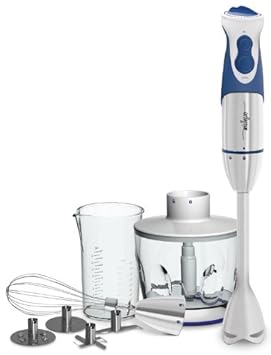 Miallegro 9080 Mitutto 450-Watt Immersion Hand Blender Stainless Steel with Whisk and Chopper Attachment 5-Speed Turbo