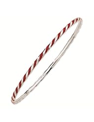 Sterling Silver Stackable Expressions Twisted Red Enamel Bangle Bracelet - Stackable Jewelry Collection