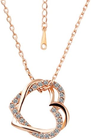 Lekani Alloy Gold-Plated Rose Gold Color Rhinestone Crystal Twist Heart Necklace