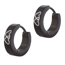 Stainless Steel Hearts Mens Hoop Stud Earrings