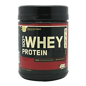 Optimum Nutrition 100% Whey Protein, Vanilla Ice Cream, 1 Pound (Pack of 2)